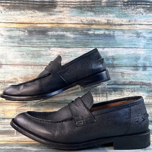 Frye Otis Penny Loafer Mens Sz 10.5D Black Antique Full Grain Leather Apron Toe - Picture 3 of 12
